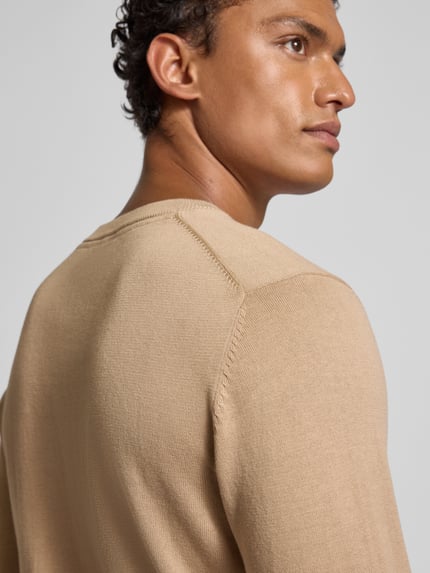 Casual Friday Gebreide pullover met ronde hals, model 'OSVALD' Beige - 3