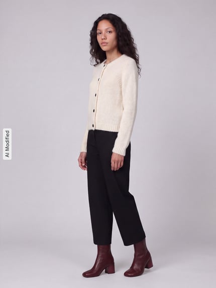 VERO MODA kardigan rozpinany o kroju regular fit z dodatkiem wełny model 'NOVAH' Écru 1