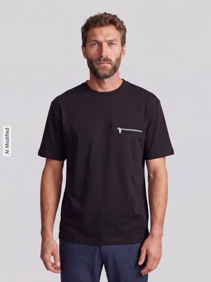 HUGO t-shirt o kroju regular fit z czystej bawełny model 'Derenn' Czarny 4