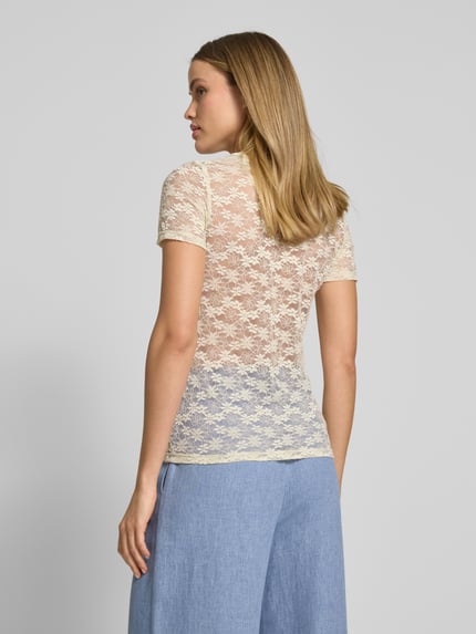 Jake*s Collection T-shirt met ronde hals Ecru - 5