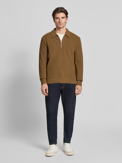Samsøe Samsøe Gebreide pullover van wol met ritssluiting, model 'ISAKS' Beige - 1