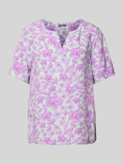 Montego Blouse met bloemenmotief en V-hals Mintgroen - 2