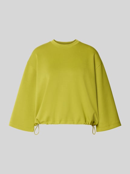 Produktfoto, Sweatshirt mit Tunnelzug Modell 'Tahani' von JOOP!, Damen Sweatshirt aus Material-Mix mit Modal-Anteil, Regular-Fit, Rundhalsausschnitt, 3/4-Arm, leuchtendes Gelb, glatte Oberfläche, lockere Silhouette