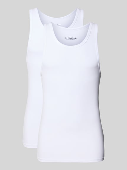 Produktfoto, białe Unterhemd mit Rundhalsausschnitt von MCNEAL, Slim Fit, bawełna z elastanem, gładka faktura, proste krawędzie