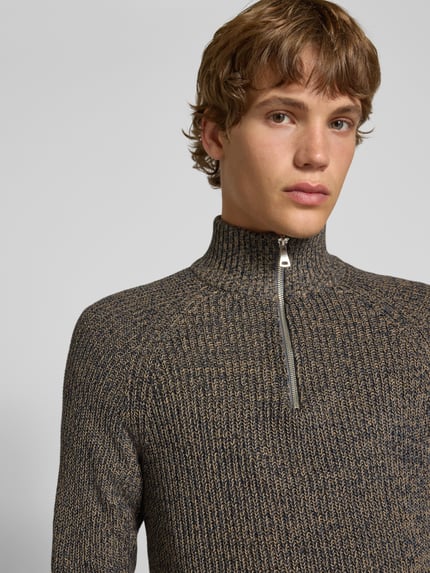 Blend Slim Fit Strickpullover mit Reißverschluss Modell 'Darik' Anthrazit 3
