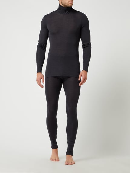 HANRO Shirt met lange mouwen van Mix van wol en zijde Antraciet - 1
