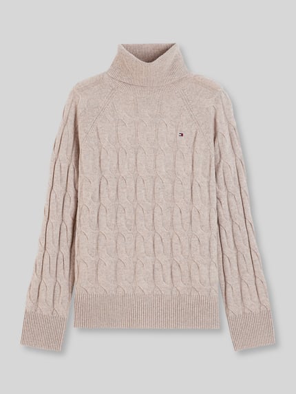 Tommy Hilfiger Relaxed Fit Rollkragenpullover aus reiner Wolle Beige 2