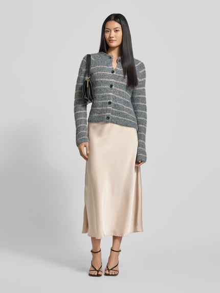 VERO MODA Regular fit gebreid jack met wol, model 'AWESOME SHINE' Donkergrijs gemêleerd - 1