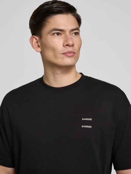 Samsøe Samsøe Oversized T-shirt met geribde ronde hals, model 'JOEL' Zwart - 2