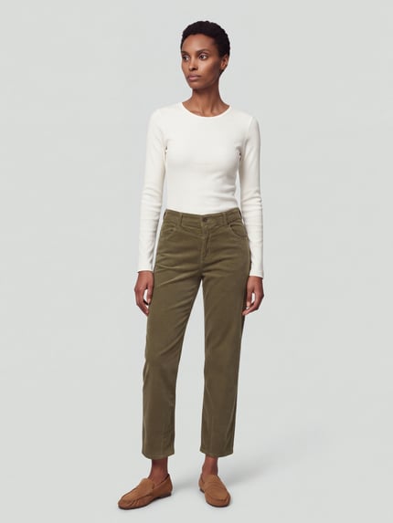 MAC Regular Fit Cordhose mit Label-Patch Modell 'Bobbie' Schilf 1