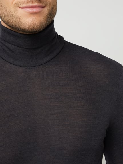 HANRO Shirt met lange mouwen van Mix van wol en zijde Antraciet - 3