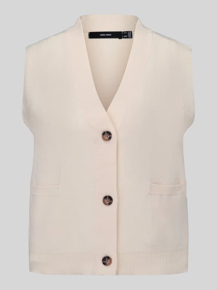 VERO MODA Strickweste mit V-Ausschnitt Ecru 2