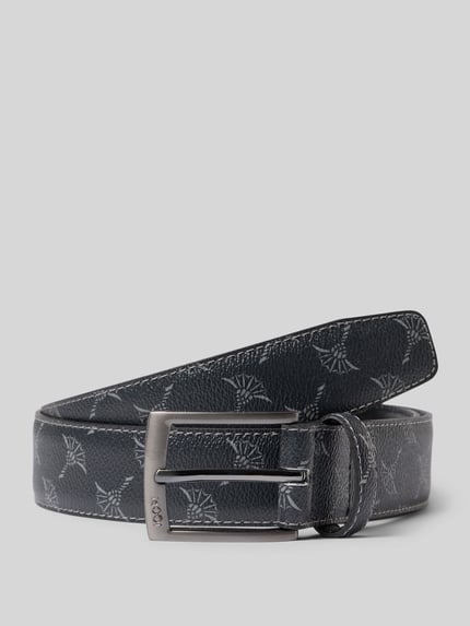 Produktfoto, Gürtel mit Leder-Anteil und Allover-Muster von JOOP!, Materiaalmix met leer, klassiek pasvorm, all-over motief, metalen doornsluiting, labeldetail, breedte 4 cm