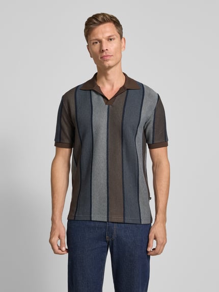 Samsøe Samsøe Poloshirt met geribde mouwboorden, model 'TRAVIS' Donkerblauw - 4