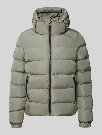 Superdry Steppjacke mit Kapuze und seitlichen Reißverschlusstaschen Hellgruen 2