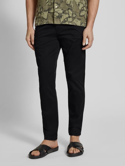 Selected Chinosy o kroju slim fit z mieszanki bawełny model 'MILES' Czarny 4
