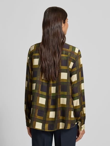 0039 Italy Overhemdblouse van viscose met maokraag, model 'JANE' Kaki - 5