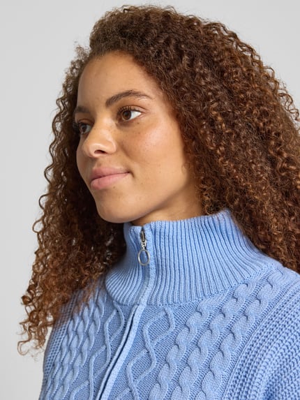 ONLY Regular Fit Troyer aus Baumwoll-Mix Modell 'DORITTA' Hellblau 3