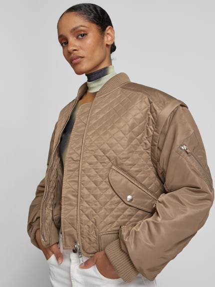Stand Studio Gewatteerd jack met tweewegritssluiting Taupe - 3