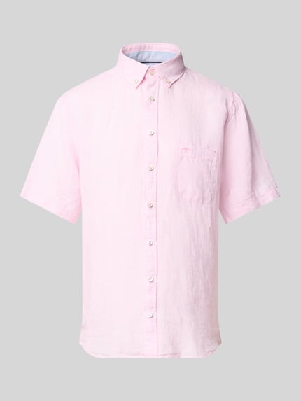 Fynch-Hatton Regular Fit Leinenhemd mit Button-Down-Kragen Hellrosa 2