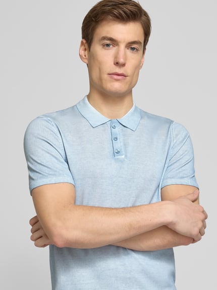 DRYKORN Slim Fit Poloshirt mit gerippten Abschlüssen Modell 'TRITON' Hellblau 3