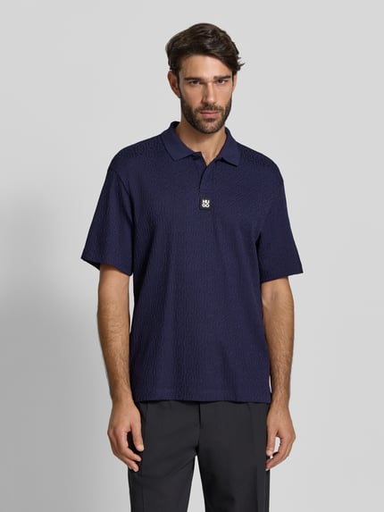 HUGO Koszulka polo o kroju relaxed fit z mieszanki wiskozy model ‘DALLOVO’ Granatowy 4