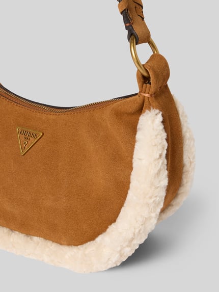 GUESS Torebka ze skóry bydlęcej model ‘AMITA HOBO’ Koniakowy 3