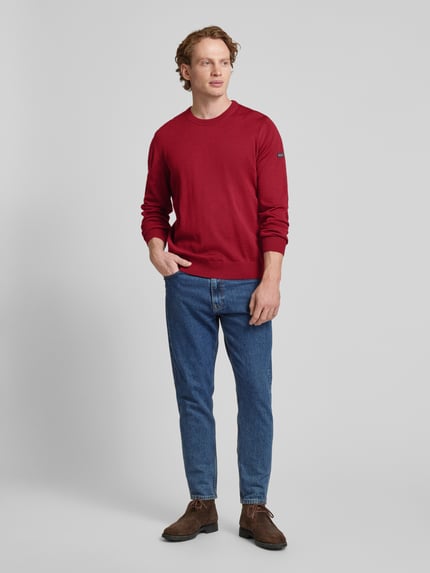 MAERZ Muenchen Regular fit gebreide pullover van zuivere scheerwol Bordeaux - 1