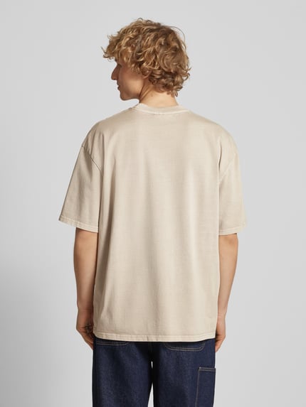 PEGADOR Oversized T-shirt met labelprint, model 'BAYLOR' Taupe - 5