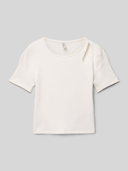 ONLY Slim fit T-shirt van katoenmix, model 'NESSA LIFE' Wit - 1