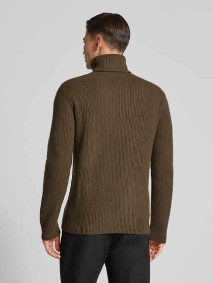 Les Deux Slim Fit Pullover aus reiner Wolle Modell 'EDDIE' Dunkelbraun 5