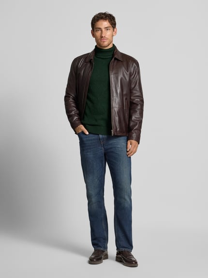 Selected Regular Fit Rollkragenpullover aus reiner Baumwolle Modell 'TREVOR' Dunkelgruen 1