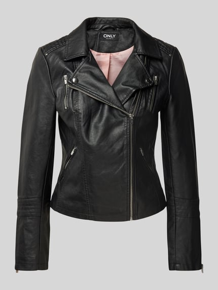 ONLY Bikerjack in leerlook, model 'Gemma' Zwart - 2