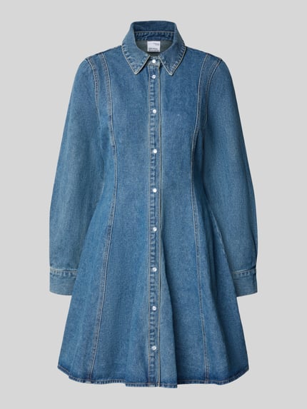Produktfoto, Tailliertes Freizeitkleid aus Baumwoll-Mix Modell 'JESSIE' von VERO MODA, niebieski denim, wyraźne przeszycia, sukienki casualowe