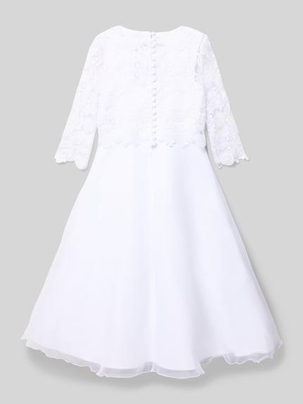 DANAMADE Knielanges Kleid mit Rundhalsausschnitt Weiss 3