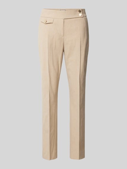 SEDUCTIVE Slim Fit Leinenhose mit Bügelfalten Modell 'INEZ' Beige 2