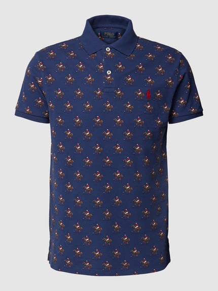 Polo Ralph Lauren Slim fit poloshirt met all-over motief Marineblauw - 2