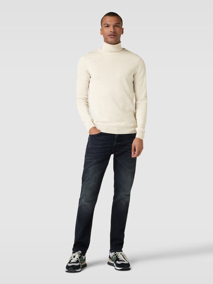 Casual Friday Rollkragenpullover aus Woll-Mix Beige 1