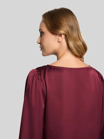 Betty Barclay Langarmbluse mit Satin-Ballonärmeln Bordeaux 3