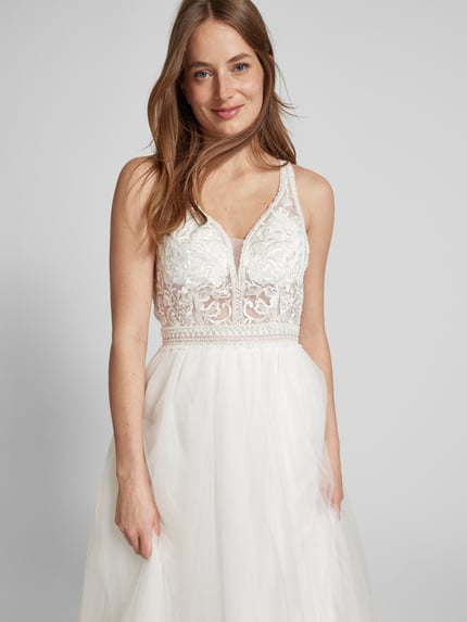 LUXUAR FASHION Bruidsjurk met hartvormige hals Offwhite - 3