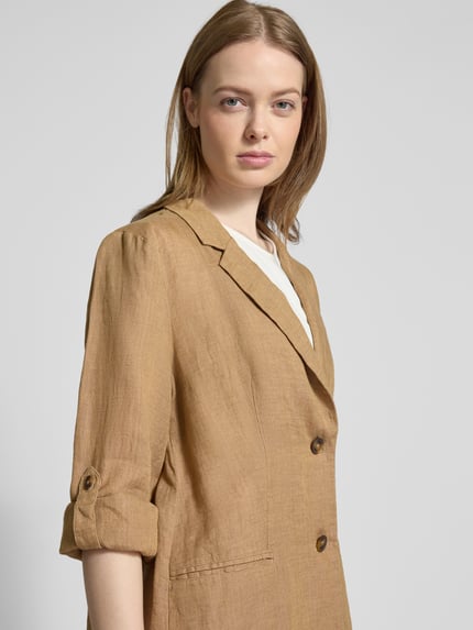 Christian Berg Woman Linnen blazer met paspelzakken Roodbruin - 3