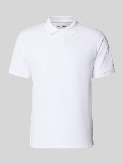 Produktfoto, Regular Fit Poloshirt mit Strukturmuster Modell 'AUSTIN' von Jack & Jones, biały, faktura, krój regular fit, bawełniany materiał