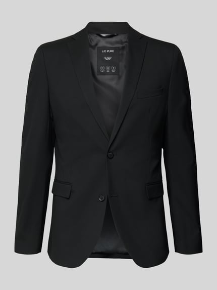 Produktfoto, 2-Knopf-Sakko mit Reverskragen Modell 'Pure' van s.Oliver BLACK LABEL, regular fit, effen zwart, viscosemix, borstzak, klepzakken