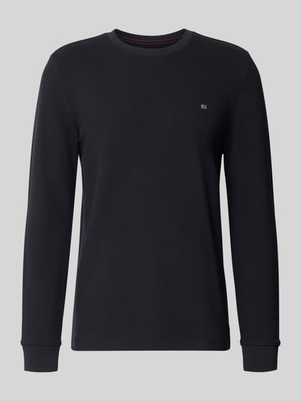 Produktfoto, Pullover aus Baumwoll-Mix von Christian Berg Men in dunklem Ton, gerader Schnitt, Rundhalsausschnitt, elastische Ärmelbündchen.