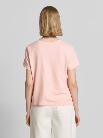 Tommy Hilfiger regular fit T-shirt van mix van katoen en linnen Roze - 5
