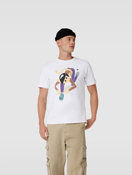WOOD WOOD T-shirt z nadrukiem z motywem Biały 4