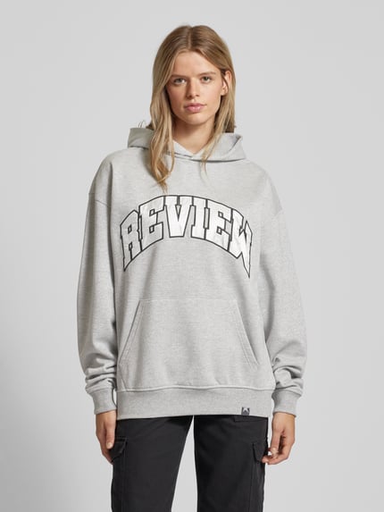 REVIEW Oversized hoodie met labelprint Lichtgrijs gemêleerd - 4
