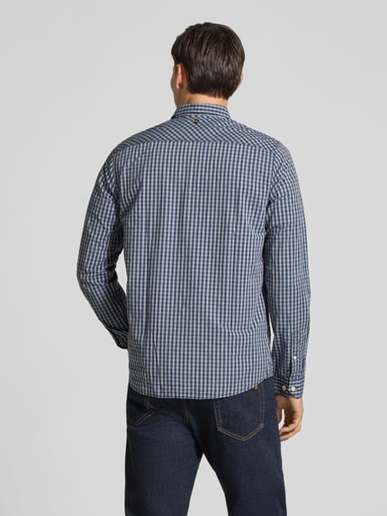 PME Legend Slim Fit Freizeithemd mit Kentkragen und Label-Stitching Marine 5