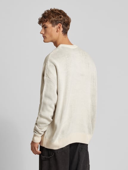 REVIEW Sweter z dzianiny z nadrukiem z logo Écru 5