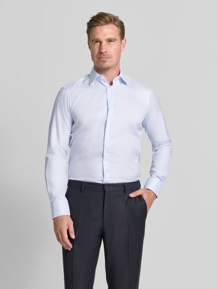 Christian Berg Men Regular Fit Business-Hemd mit Mini Check und Kentkragen Bleu 4